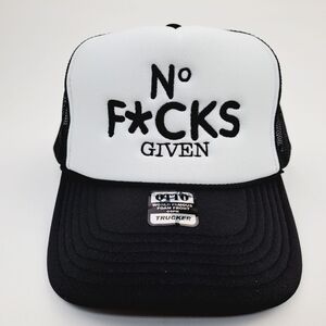 No F*cks Given Embroidered Cap Vintage Trucker Style Snapback Foam Front Maximal